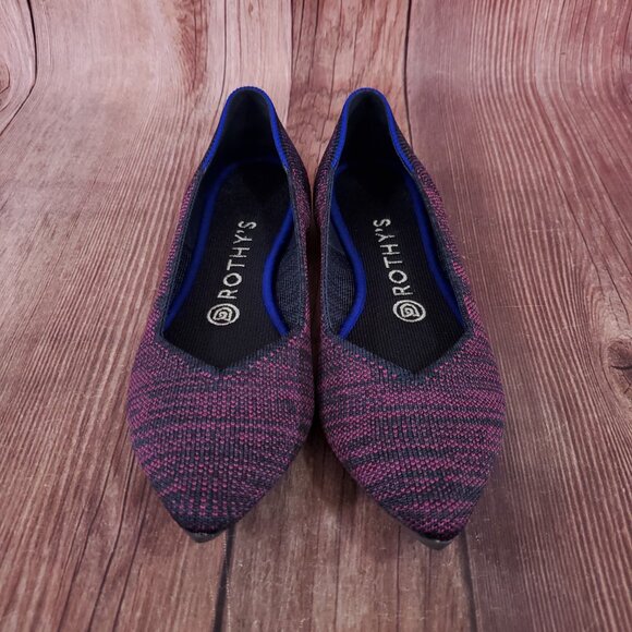 Rothys Womens Sz 7.5 The Point Heather Magenta Slip On Flats Shoes Retired Rare - Picture 4 of 15